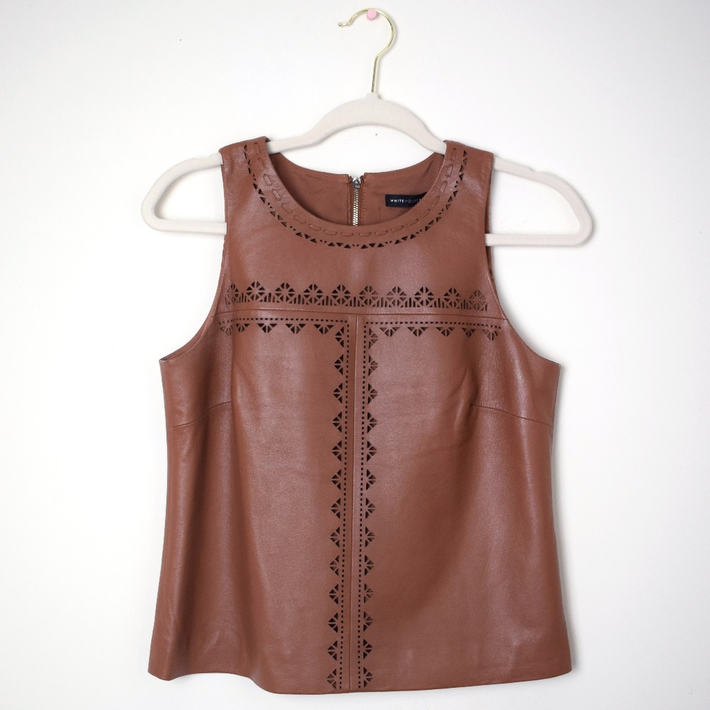 White House Black Market Leather Tank Top Size 2